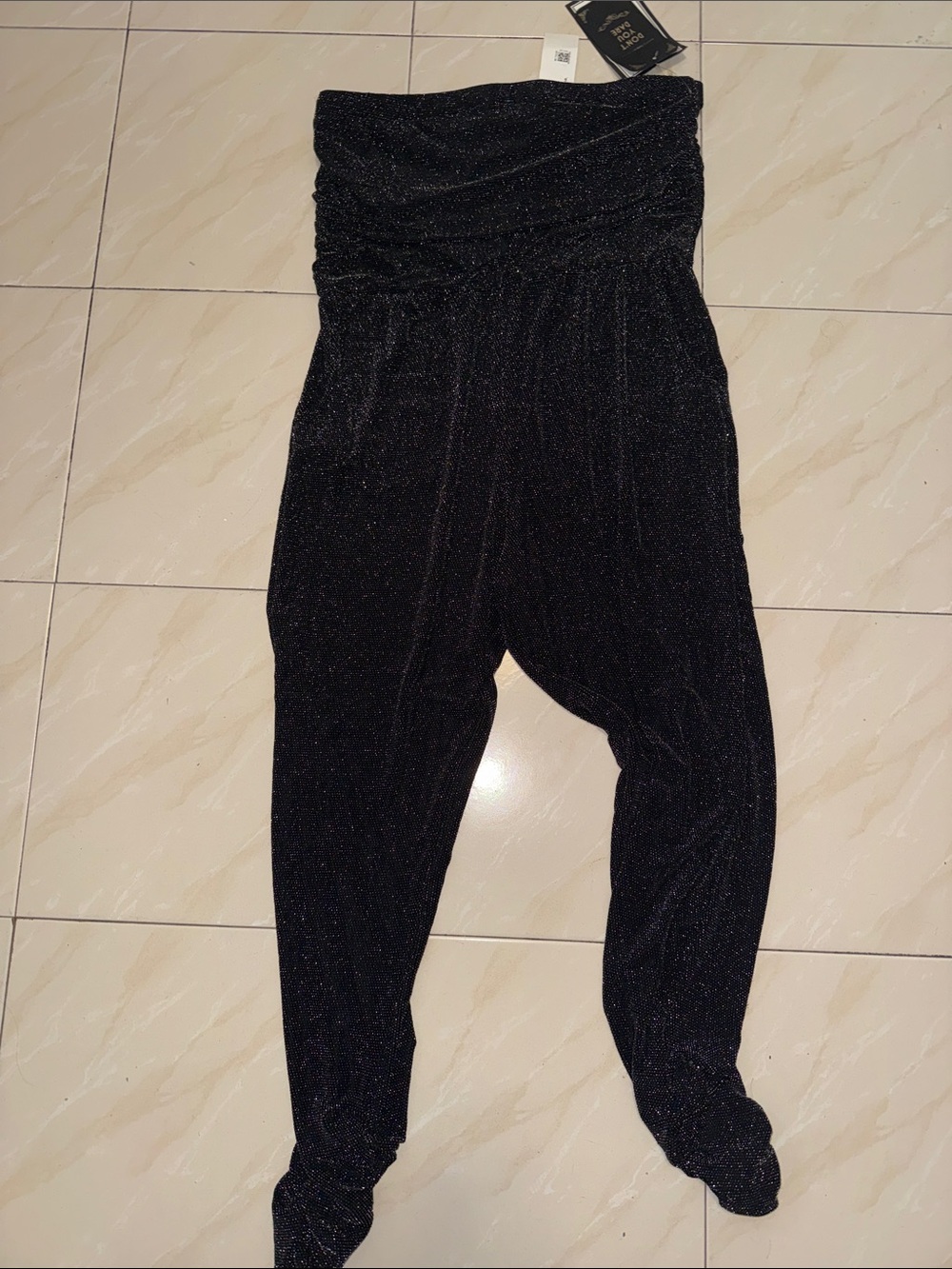 Sparkle Black Strapless Jumpsuit skinny leg
